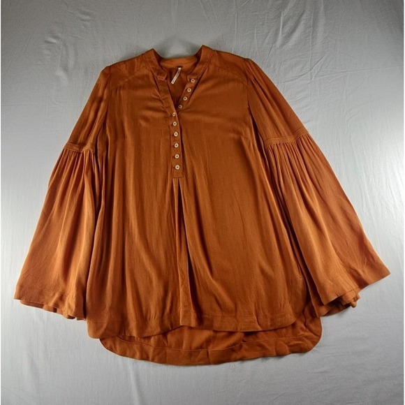 Free People Easy Girl Orange Bell Sleeve TunicTop women's size XS/TP - Picture 8 of 15